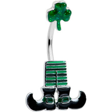 Load image into Gallery viewer, Leprechaun Legs Shamrock St Patricks Double Mount Belly Ring