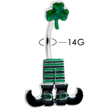 Load image into Gallery viewer, Leprechaun Legs Shamrock St Patricks Double Mount Belly Ring