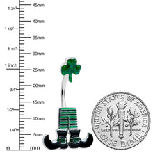 Load image into Gallery viewer, Leprechaun Legs Shamrock St Patricks Double Mount Belly Ring