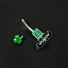 Load image into Gallery viewer, Leprechaun Legs Shamrock St Patricks Double Mount Belly Ring