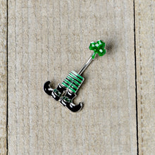 Load image into Gallery viewer, Leprechaun Legs Shamrock St Patricks Double Mount Belly Ring