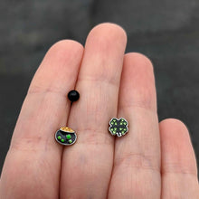 Load image into Gallery viewer, 16G 1/4 Green Gem Shamrock Pot of Gold Cartilage Earring Curation Set of 3