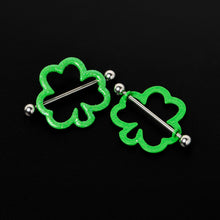 Load image into Gallery viewer, 14G 1 3/16 Lucky Shamrock St Patricks Day Green Nipple Shield Set