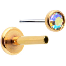 Load image into Gallery viewer, 16G 5/16 Aurora Gem Gold Tone Threadless Labret Monroe Tragus