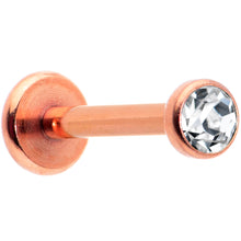 Load image into Gallery viewer, 16G 5/16 Clear Gem Rose Gold Tone Threadless Labret Monroe Tragus
