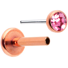 Load image into Gallery viewer, 16G 5/16 Pink Gem Rose Gold Tone Threadless Labret Monroe Tragus