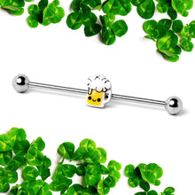 Load image into Gallery viewer, 14G Sweet Happy Beer St Patricks Day Industrial Barbell 38mm