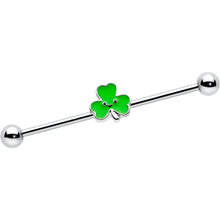 Load image into Gallery viewer, 14G Sweet Happy Shamrock St Patricks Industrial Barbell 38mm
