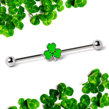 Load image into Gallery viewer, 14G Sweet Happy Shamrock St Patricks Industrial Barbell 38mm