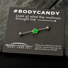 Load image into Gallery viewer, 14G Sweet Happy Shamrock St Patricks Industrial Barbell 38mm