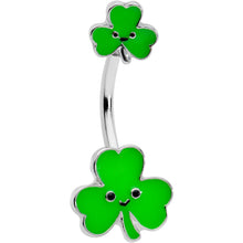 Load image into Gallery viewer, Sweet Happy Shamrocks St Patricks Day Double Mount Belly Ring