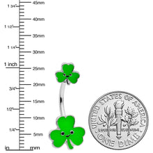 Load image into Gallery viewer, Sweet Happy Shamrocks St Patricks Day Double Mount Belly Ring