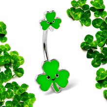 Load image into Gallery viewer, Sweet Happy Shamrocks St Patricks Day Double Mount Belly Ring