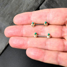 Load image into Gallery viewer, 14G 9/16 Sweet Happy Leprechaun St Patricks Day Nipple Ring Set