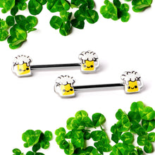 Load image into Gallery viewer, 14G 9/16 Sweet Happy Beer St Patricks Barbell Nipple Ring Set