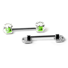 Load image into Gallery viewer, 14G 9/16 Sweet Happy Green Beer St Patricks Day Nipple Ring Set