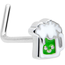 Load image into Gallery viewer, 20G 7mm Sweet Happy Green Beer St Patricks L Shape Nose Ring