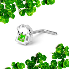 Load image into Gallery viewer, 20G 7mm Sweet Happy Green Beer St Patricks L Shape Nose Ring
