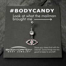 Load image into Gallery viewer, Pink Clear Gem Wide Eye Dangle Belly Ring