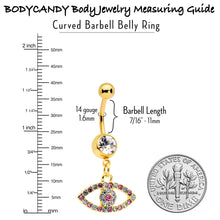 Load image into Gallery viewer, Pink Clear Gem Gold Tone Wide Eye Dangle Belly Ring