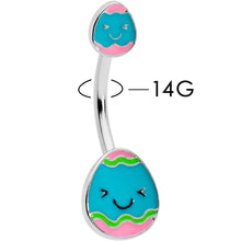 Load image into Gallery viewer, Blue Pink Celebration Easter Egg Double Mount Belly Ring