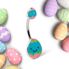 Load image into Gallery viewer, Blue Pink Celebration Easter Egg Double Mount Belly Ring