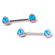 Load image into Gallery viewer, 14G 9/16 Blue Pink Celebration Easter Egg Barbell Nipple Ring Set