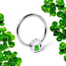 Load image into Gallery viewer, 16G 3/8 Sweet Happy Green Beer St Patricks Hinged Segment Ring
