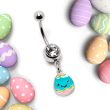 Load image into Gallery viewer, Clear Gem Celebration Easter Egg Dangle Belly Ring