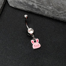 Load image into Gallery viewer, Clear Gem Kawaii Cutie Easter Bunny Dangle Belly Ring
