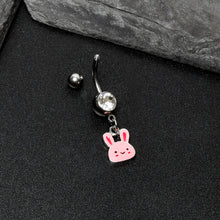 Load image into Gallery viewer, Clear Gem Kawaii Cutie Easter Bunny Dangle Belly Ring