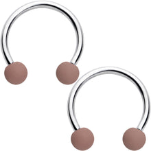Load image into Gallery viewer, 16G 3/8 Matte Brown Peach Cream Horseshoe Circular Barbell Set of 6