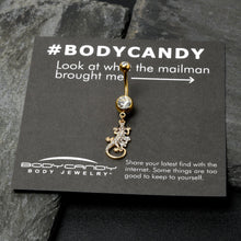Load image into Gallery viewer, Clear Gem Gold Tone Luscious Lizard Dangle Belly Ring