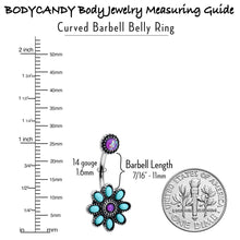 Load image into Gallery viewer, Blue Faux Opal Flower Teal Petals Double Mount Belly Ring