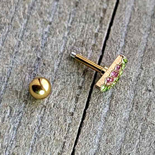 Load image into Gallery viewer, 16G 1/4 Pink Gem Gold Hue Watermelon Yum Cartilage Tragus Earring