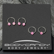 Load image into Gallery viewer, 16G 3/8 Pink Faux Opal Horseshoe BCR Captive Ring Set of 4