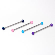Load image into Gallery viewer, 14G Pink Blue Purple Faux Opal Pack Industrial Barbell Set of 4