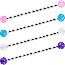 Load image into Gallery viewer, 14G Pink White Purple Faux Opal Pack Industrial Barbell Set of 4