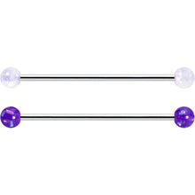 Load image into Gallery viewer, 14G Pink White Purple Faux Opal Pack Industrial Barbell Set of 4