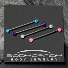 Load image into Gallery viewer, 14G Pink White Purple Faux Opal Pack Industrial Barbell Set of 4