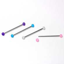 Load image into Gallery viewer, 14G Pink White Purple Faux Opal Pack Industrial Barbell Set of 4