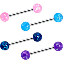 Load image into Gallery viewer, Pink Purple Blue Faux Opal Pack Tongue Ring Set of 4