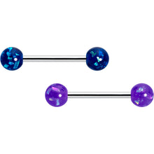 Load image into Gallery viewer, Pink Purple Blue Faux Opal Pack Tongue Ring Set of 4