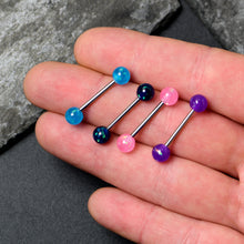 Load image into Gallery viewer, Pink Purple Blue Faux Opal Pack Tongue Ring Set of 4