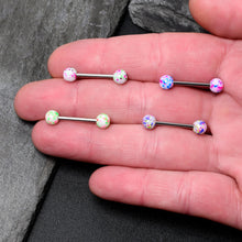 Load image into Gallery viewer, Green Blue Pink Splatter Barbell Tongue Ring Set of 4
