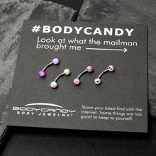 Load image into Gallery viewer, 16G 3/8 Splatter Pink Green Blue Curved Eyebrow Ring Set of 4