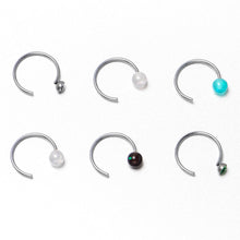 Load image into Gallery viewer, 20G 5/16 Nose Hoop Gem Faux Opal Pack Dynasty Nose Ring Set of 6