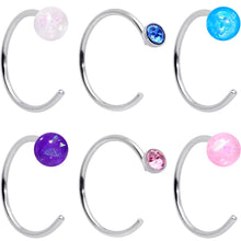 Load image into Gallery viewer, 20G 5/16 Nose Hoop Gem Faux Opal Pack Pretty Nose Ring Set of 6