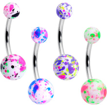 Load image into Gallery viewer, Splatter Pink Blue Purple Green Belly Ring Set of 4