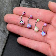 Load image into Gallery viewer, Splatter Pink Blue Purple Green Belly Ring Set of 4